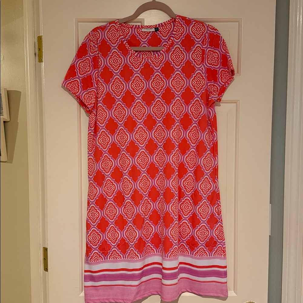 Cabana Life Orange and Pink Geometric Dress